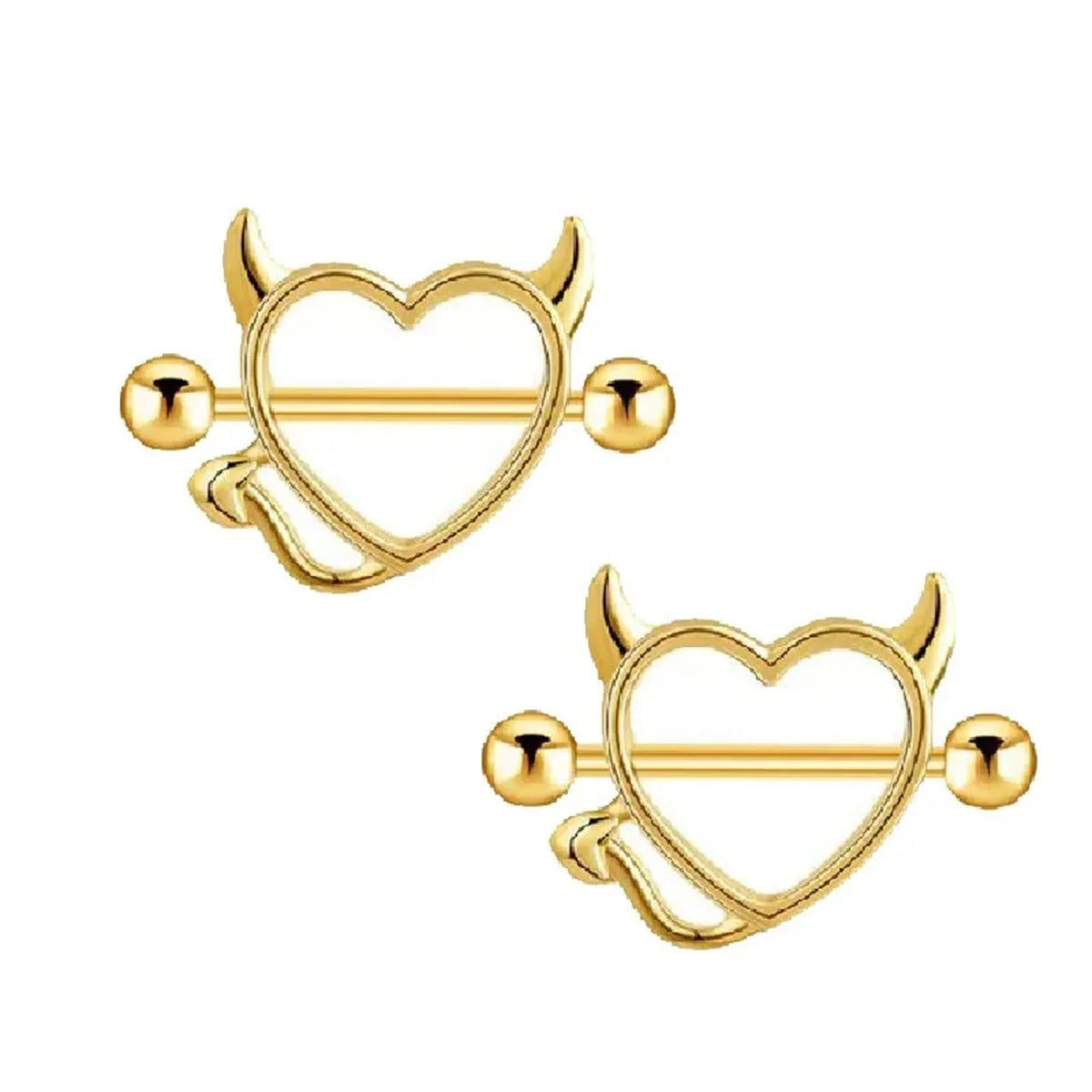 1/5Pairs 316L Stainless Steel Nipple Ring for Women, Various Colors Devil Love Heart Nip detail view