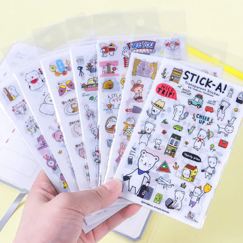 6Pcs Waterproof Cartoon Sticker Set | Cute DIY Decals for Laptops, Phones, and Planners detail view