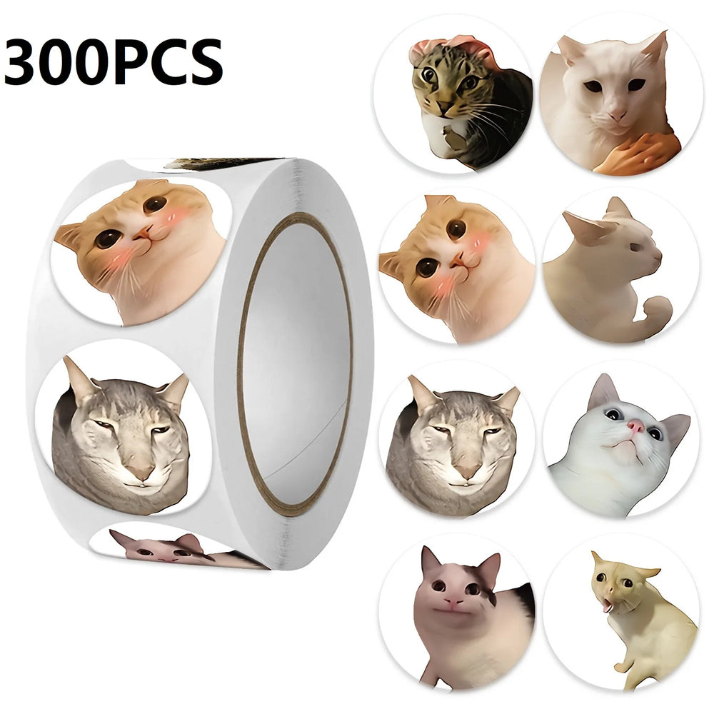 Funny Cat Cartoon Sticker Roll | 100pcs Animal Stickers for Photocard Decor lifestyle view
