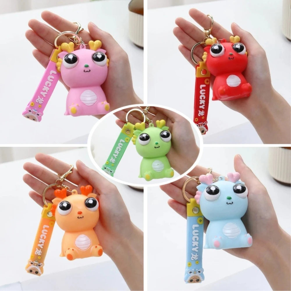 Big Eyed Dragon Squishy Toy | Pop Eyes Fidget Keychain for Stress Relief