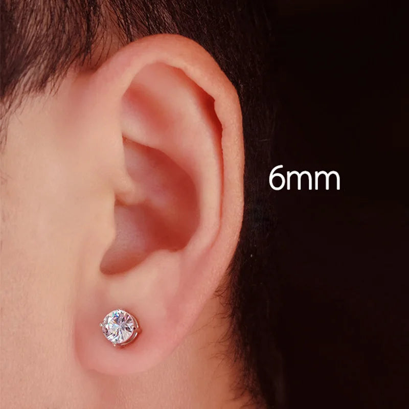 Magnetic Stud Earrings for Men and Women | Non Pierced Crystal Clip On Earrings close-up view