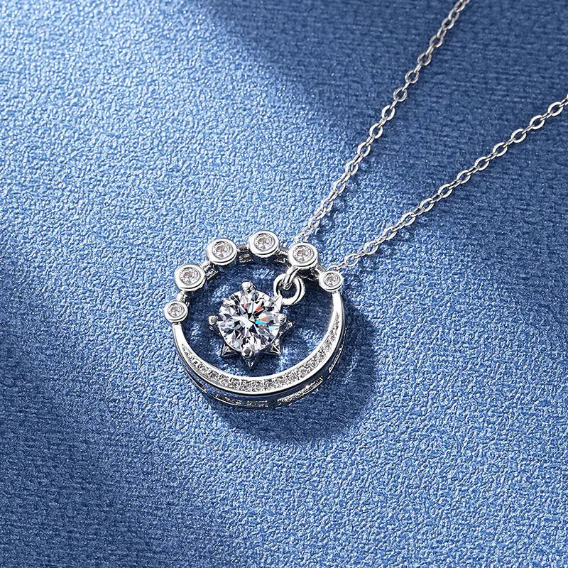 925 Sterling Silver Necklace Pendant Shining Zircon for Women Wedding Jewelry Engagem alternate view