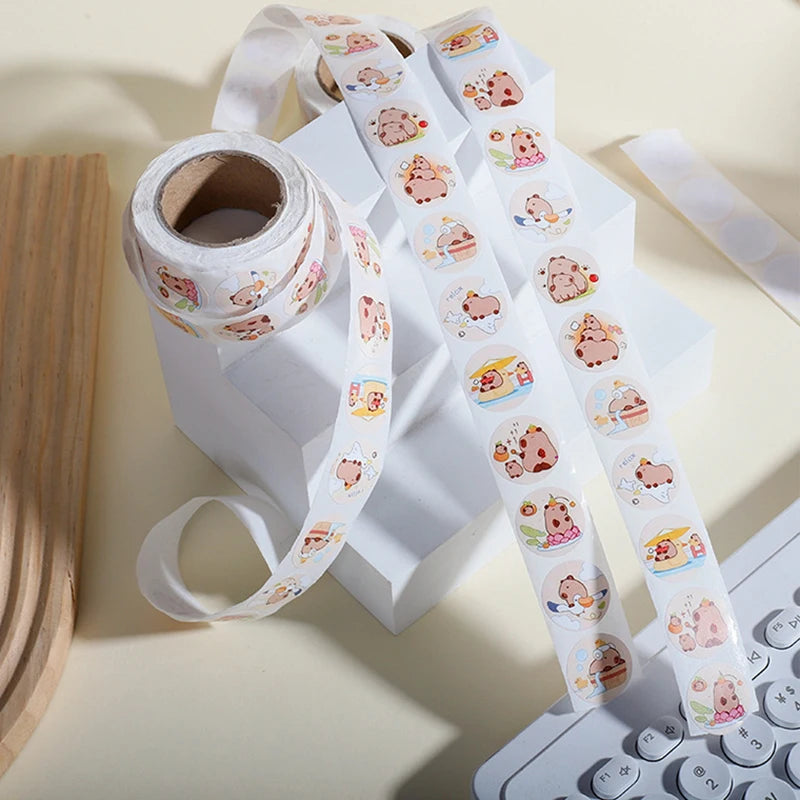 400pcs Cute Capybara Stickers | DIY Scrapbook and Reward Seal Set close-up view