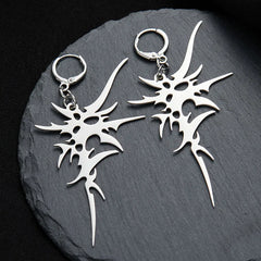Fashion Trend Silver Color Irregular Spike Hanging Earrings for Men and Women Unique H close-up view