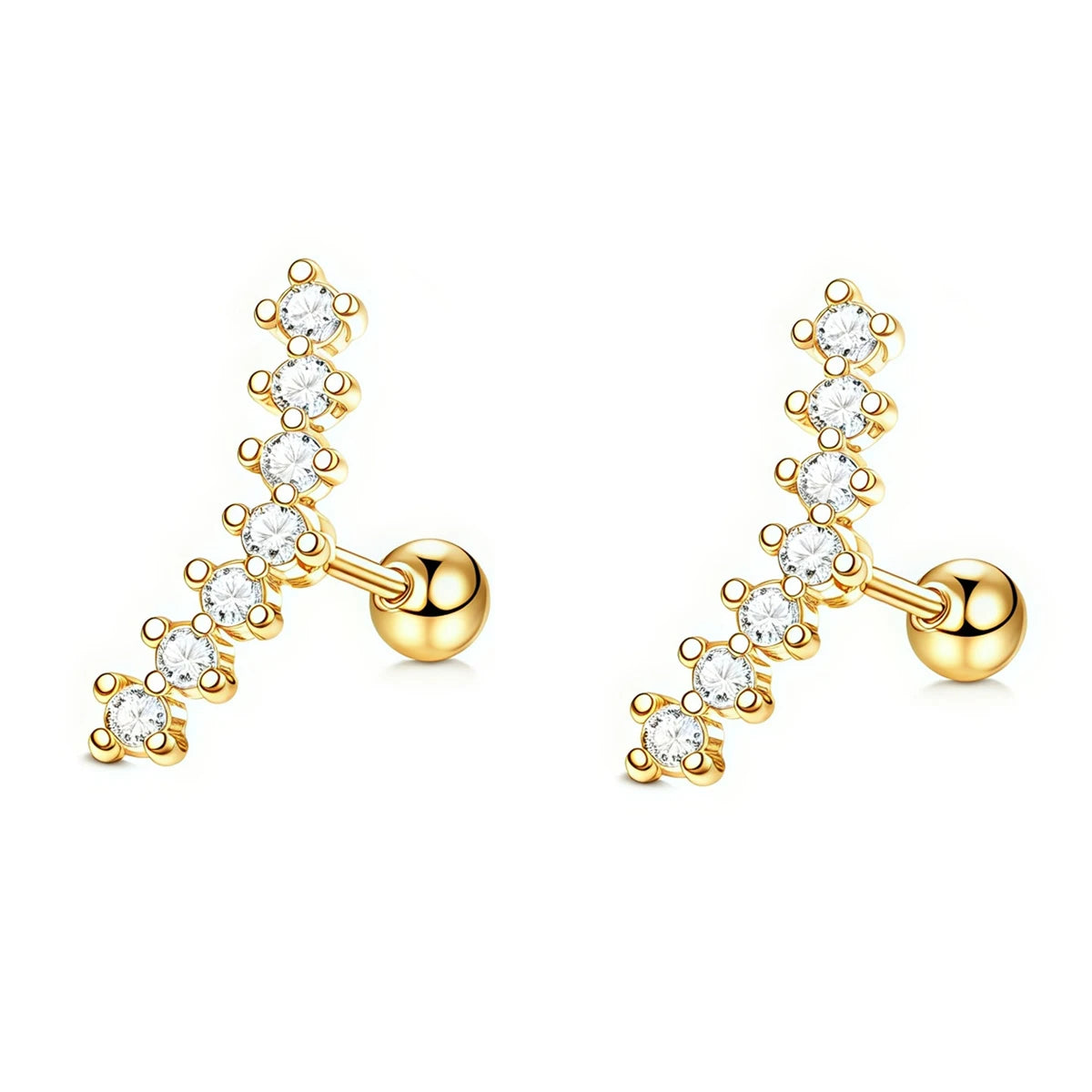 EVISPOL 2Pcs 16G Stainless Steel Screw Back Stud Earrings for Women, Cubic Zerconia C lifestyle view