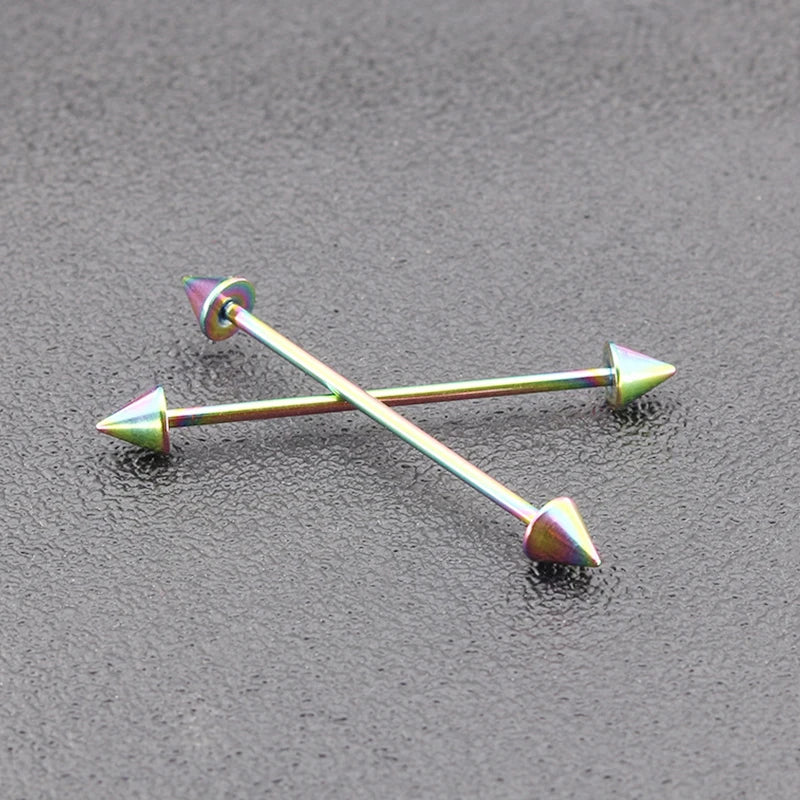 1Pcs Stainless Steel Straight Helix Tragus Industrial Ear Studs Bar Piercing Tongue Ring detail view