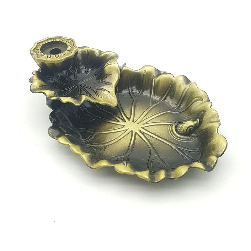 Backflow Incense Waterfall Burner | Metal Frog and Fish Aromatherapy Decor detail view