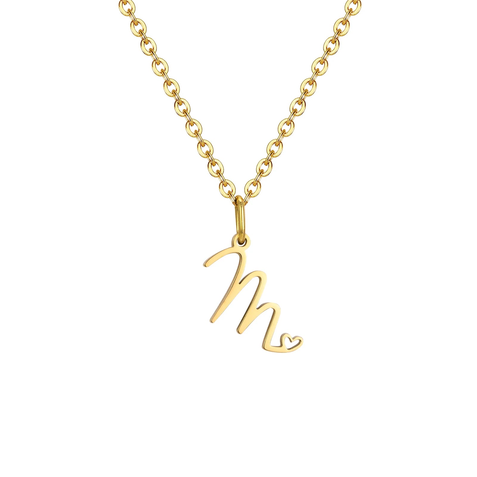 Dainty Heart Initial Necklace for Women, Gold Plated A-Z Letter Pendant, Waterproof Stai detail view