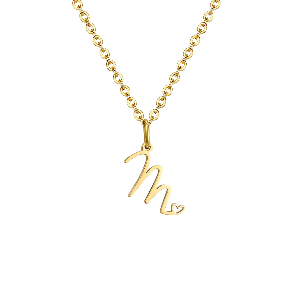 Dainty Heart Initial Necklace for Women, Gold Plated A-Z Letter Pendant, Waterproof Stai detail view