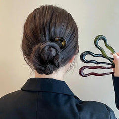 U-Shaped Hair Fork Fashion Tortoiseshell Acetate Hairpin Geometric Design Headwear Hai close-up view