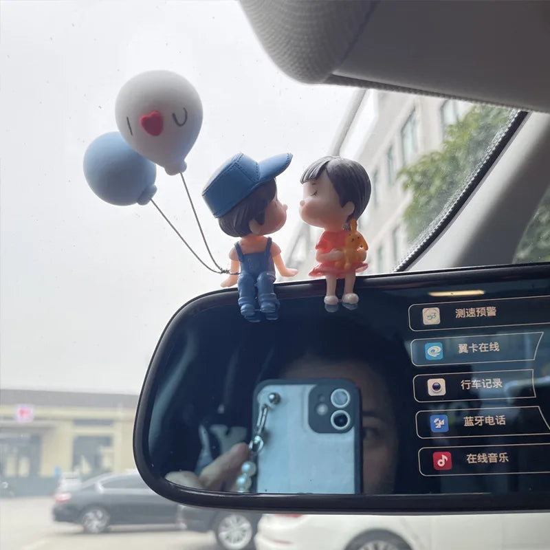 Cute Cartoon Couples Car Ornament Romantic Figurines Gifts additional angle
