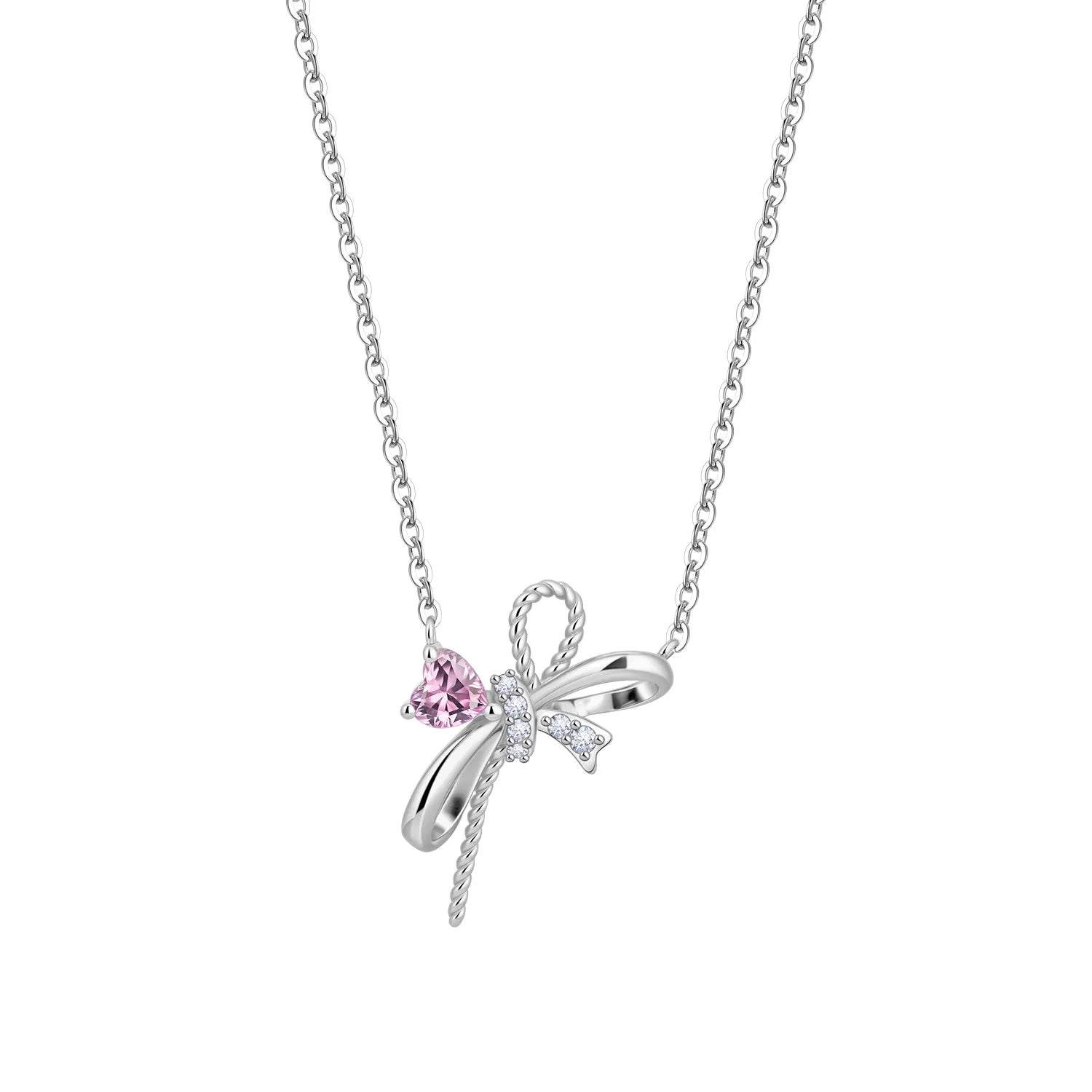 Romantic Pink Crown Heart Pendant Necklace Genuine 925 Sterling Silver Elegant Fine J lifestyle view
