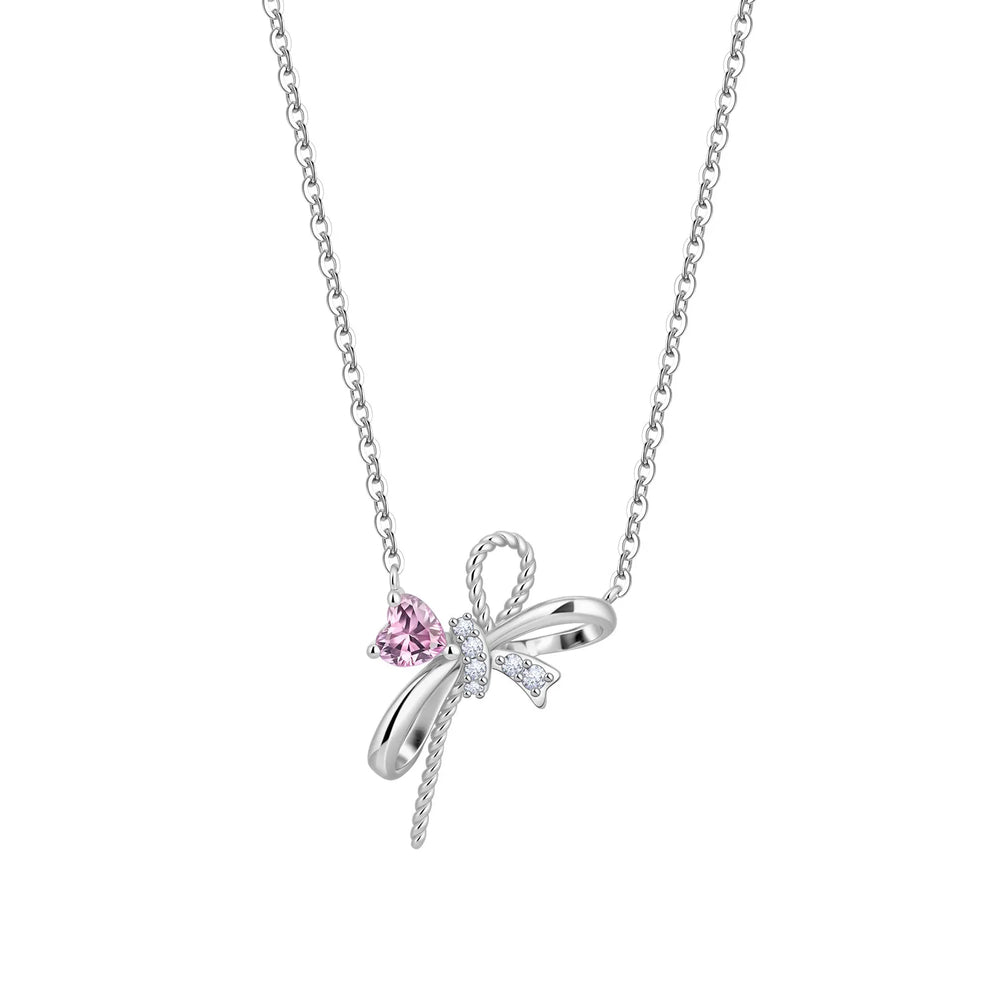 Romantic Pink Crown Heart Pendant Necklace Genuine 925 Sterling Silver Elegant Fine J lifestyle view