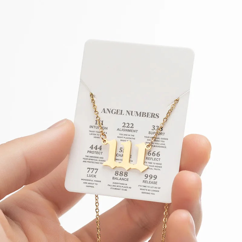 Stainless Steel Angel Number Lucky Numbers Necklaces 111 222 333 444 555 777 888 999 alternate view