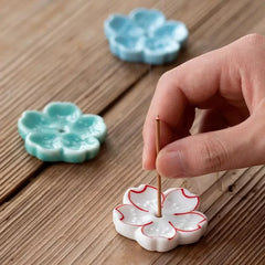 Ceramic Cherry Blossom Incense Burner | Home Decor Stick Holder alternate view
