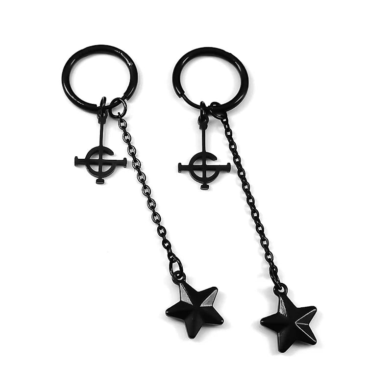 Goth Ghost BC Nameless Dangle Earrings | Stainless Steel Ghoul Band Jewelry lifestyle view