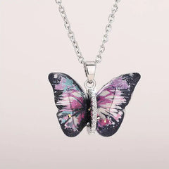 Huitan Butterfly Pendant Necklace for Women Fashion Party Daily Cute Animal Accessories Inlaid Brigh