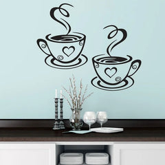 Coffee Cup Wall Art Decals | Kitchen and Cafe PVC Stickers alternate view