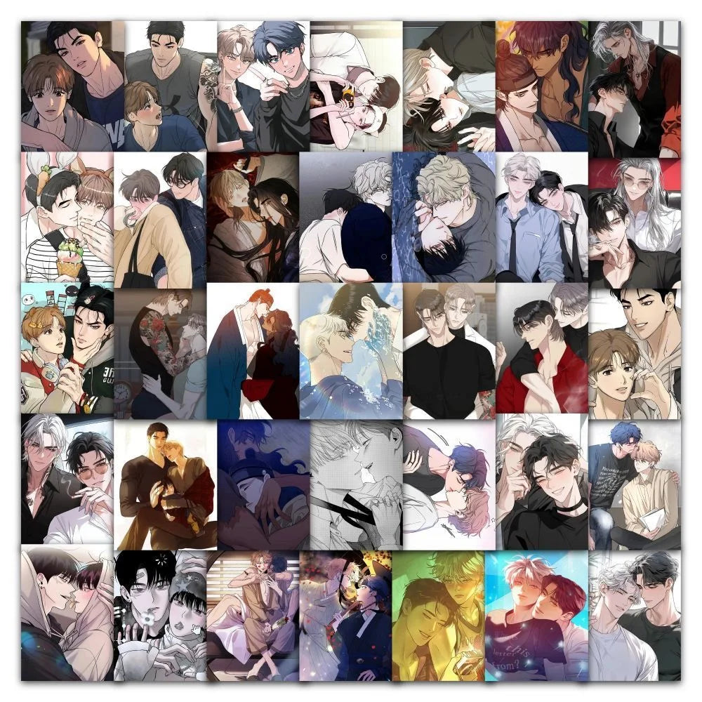 63PCS Korean Webtoon Stickers Set | Cute BL Anime Decoration Self-Adhesive Sticker for Laptop Diary