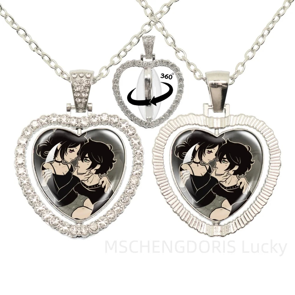The Coffin Of Andy And Leyley Cosplay Necklace | Double Sided Glass Cabochon Heart Pe alternate view