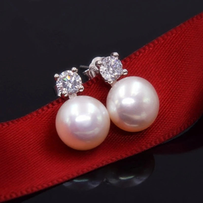 925 Sterling Silver Earrings Pearl Classic for Women Wedding Engagement Fine Jewelry lifestyle view