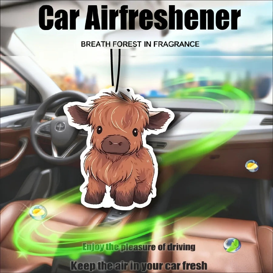 Baby Highland Cow Car Air Freshener Car Fragrance Tablets Wardrobe Rearview Mirror Hanging Decor Car