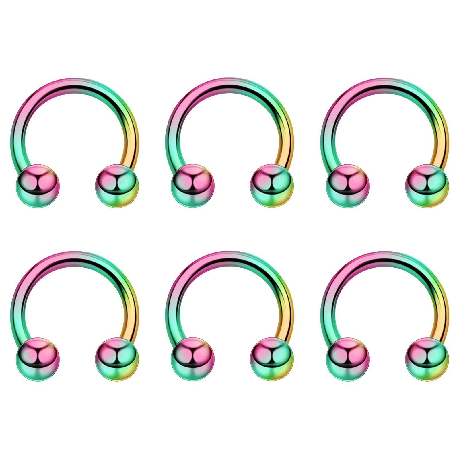6pcs Stainless Steel U-Shaped Nose Ring - Classic Ball Closure Stud, European Style additional angle