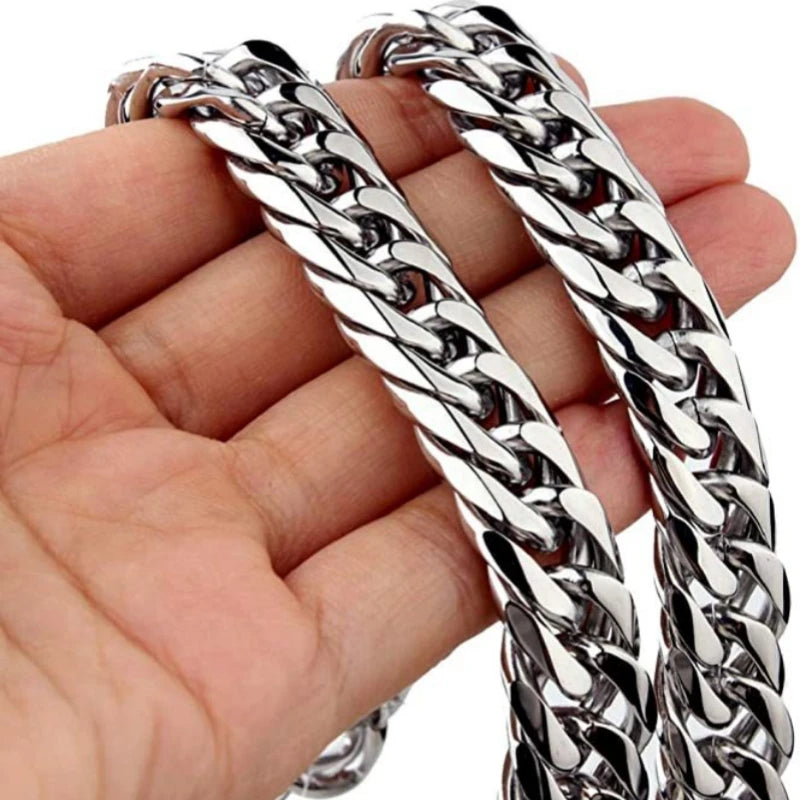 HNSP Stainless Steel Waterproof Cuban Link Chain Necklace For Men Jewelry Thick Heavy Chain 8/10/12/