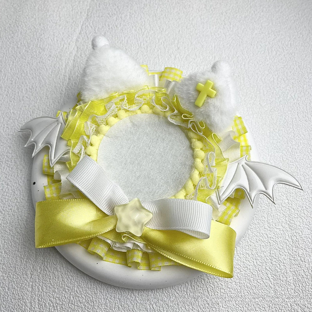 Kawaii Cartoon Badge Pin Holder Cute Korean Kitten Ear Wings Anime Badge Cover Case D lifestyle view