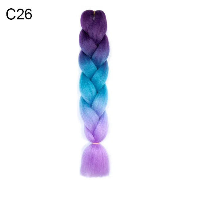 24Inch Synthetic Yaki Braids Hair Ombre Braiding Hair Jumbo Braid DIY Green Hair Exten close-up view