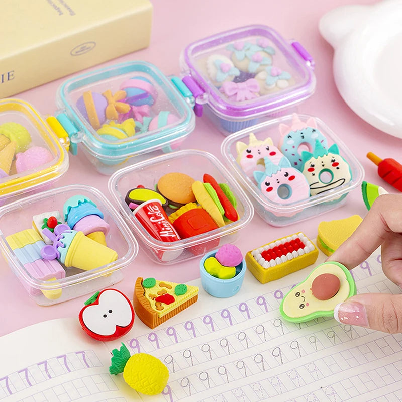 Creative Lunch Box Eraser Set Various Lovely Eraser Soft Pencil Eraser School Student lifestyle view