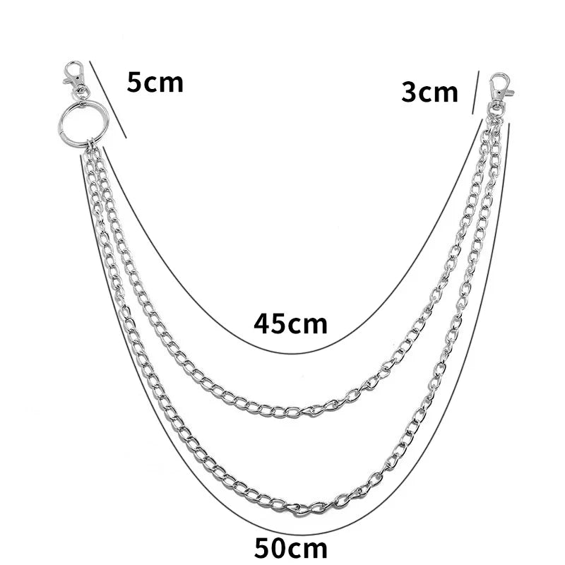 Metal Belt Chain HipHop Rock Punk Hook Trousers Pant Waist Link Metal Wallet Chain Keych detail view