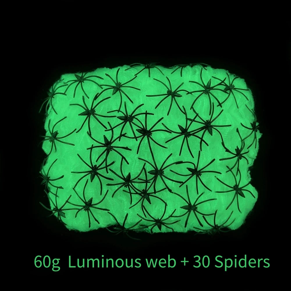 Halloween Decorations Artificial Spider Web Luminous Stretch additional angle