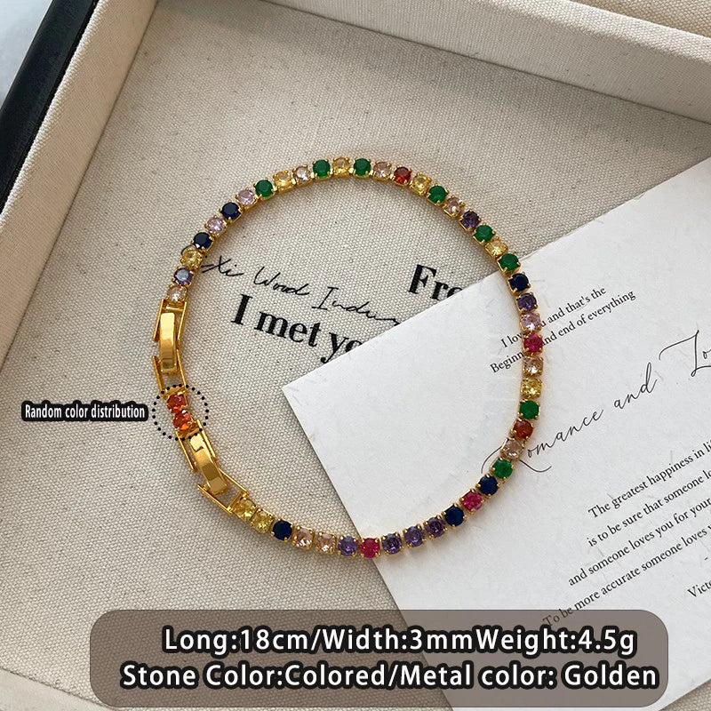 Dopamine Colored Zircon Collarbone Chain | Gold Colour Women's Trend Necklace detail view