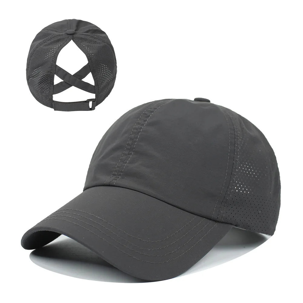 Women's High Ponytail Mesh Baseball Cap | Quick-Dry Breathable Sun Hat for Outdoor Sport detail view