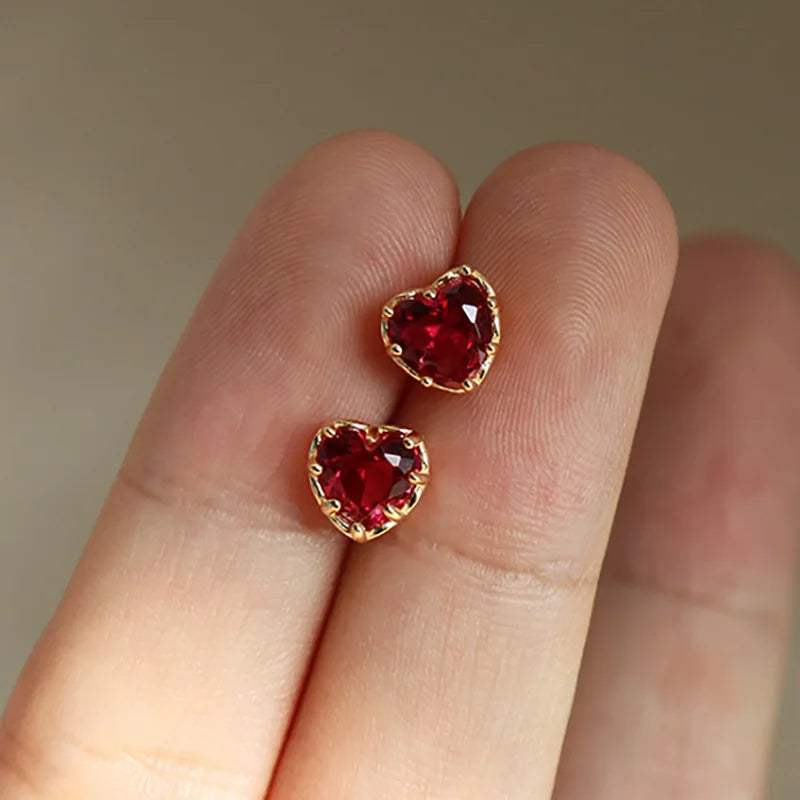 925 Silver Needle Simple Shiny Zircon Earrings Gold Plating Jewelry Crystal Stud Earri close-up view