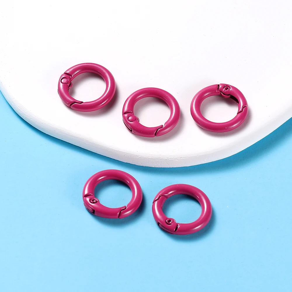 Ring Spring Clasp Openable Round Carabiner Keychain Clips Hook Dog Chain Jewelry Bu additional angle