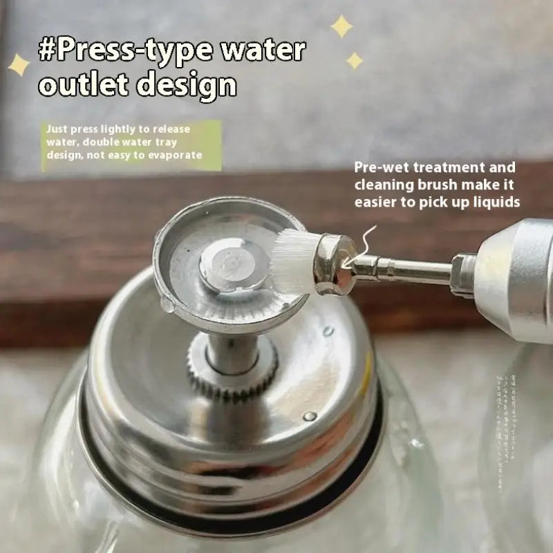 Nail Storage Refillable Glass Bottles Empty Liquid Press Pump Dispenser Nail Art Polis close-up view