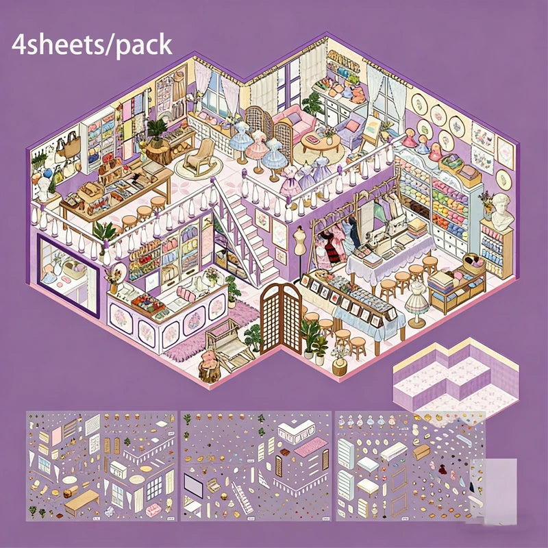 Mr. Paper Shop Management Stickers 4pcs - 2.0 Oversize 3D Design, Storage Diorama Jou lifestyle view