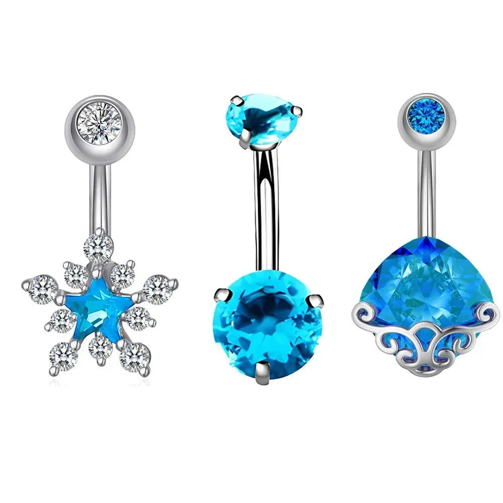 Belly Button Piercings Set Dangled Curved Navel Piercing Ombligo Pack Belly Rings Jewe close-up view