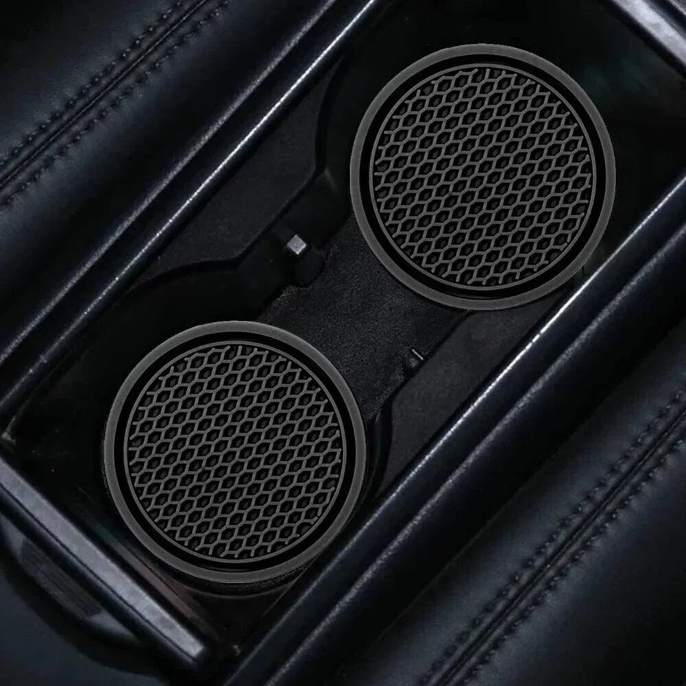 Silicone Cup Holder Insert Coaster Black 2 Pack
