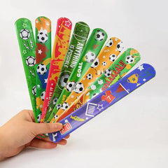 12/24pcs Soccer Slap Bracelets Wristband Kids Birthday Party Favors Pinata Filler Gift close-up view