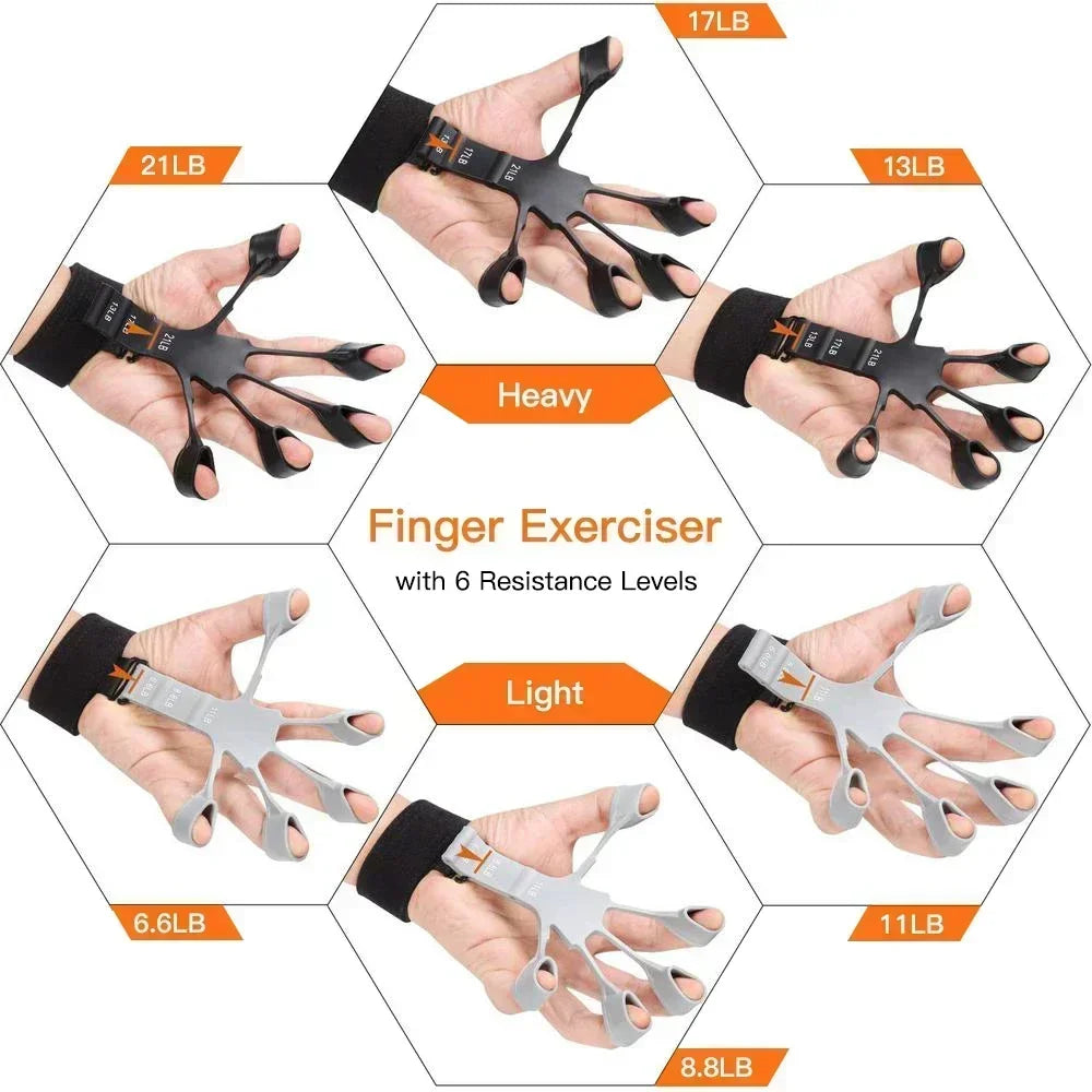 6 Level Finger Strengthener | Silicone Hand Grip Trainer for Guitar and Sports close-up view