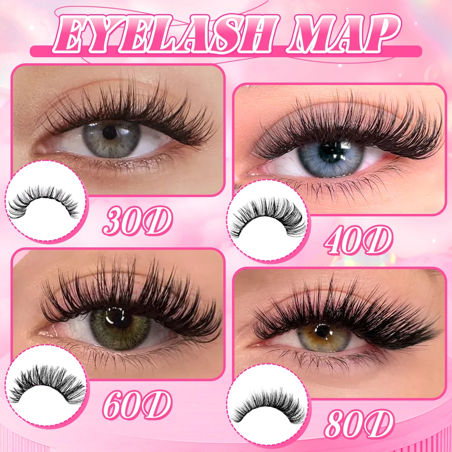 740/800PCS Eyelash Cluster Kit Mixed Lengths Ultra-Light Waterproof Lash Extensions Natural Daily Makeup or Dramatic Glam Look