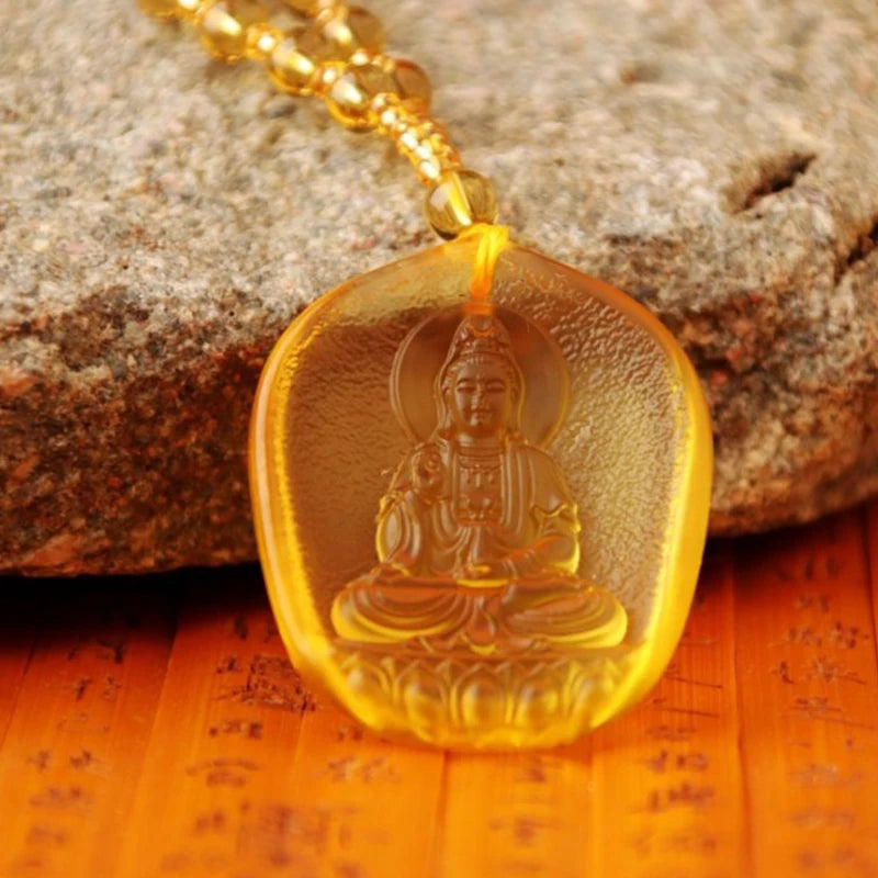 Handcrafted Buddhist Mala Bead Necklace | Stone Buddha Pendant alternate view