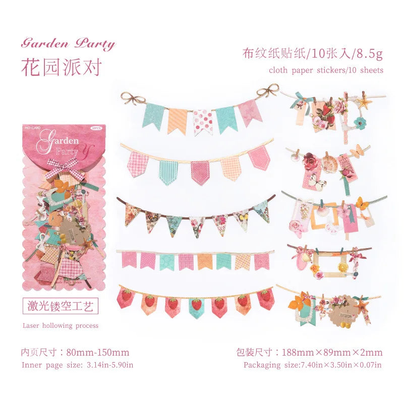 10 pcs/pack Handmade Party Series Vintage Festival Hollow Landscape Material Collag additional angle