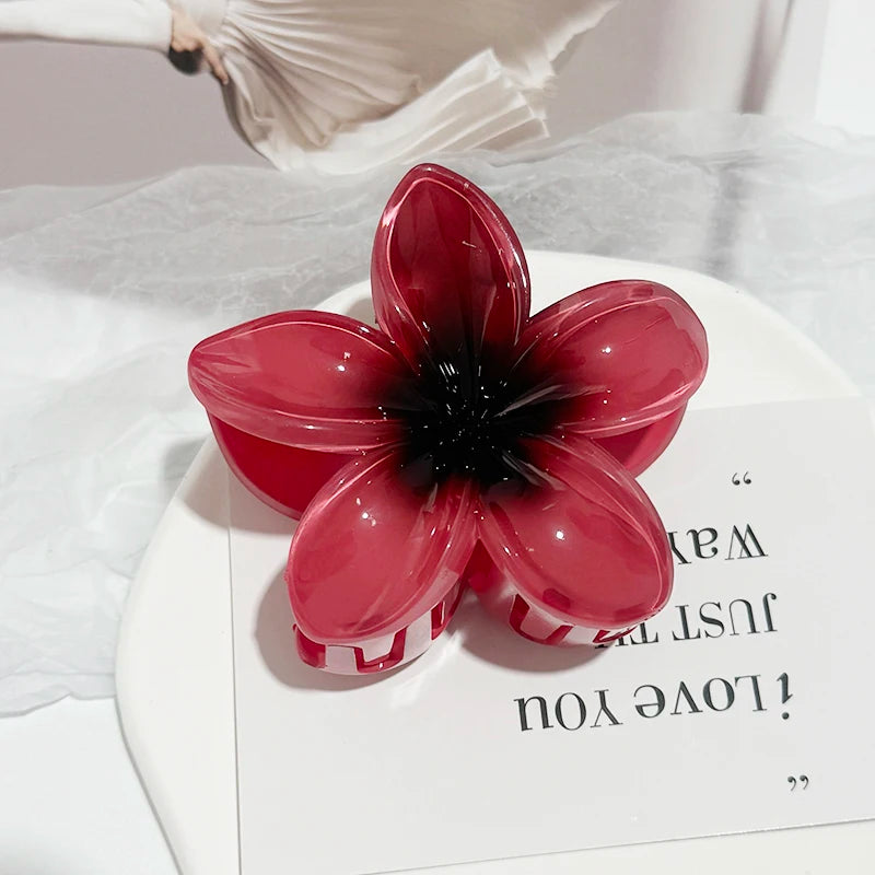 Korean Hawaiian Gradient Flower Hair Claw Clip For Women Girl Fashion Plastic Non S additional angle
