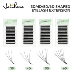 NATUHANA W Shape Eyelashes Extensions 3D 4D 5D 6D W Shaped Brown Black Clover Hand Made Premade Volu