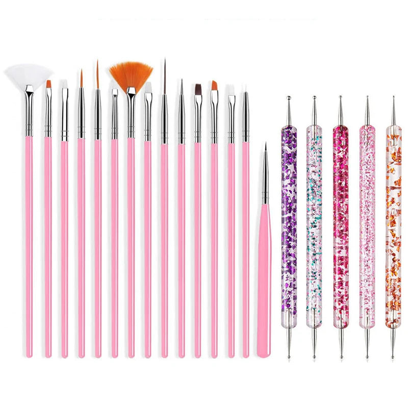5/20Pcs Nail Art Brush Design Tip Painting Drawing Carving Dotting Pen FlatFan Liner alternate view