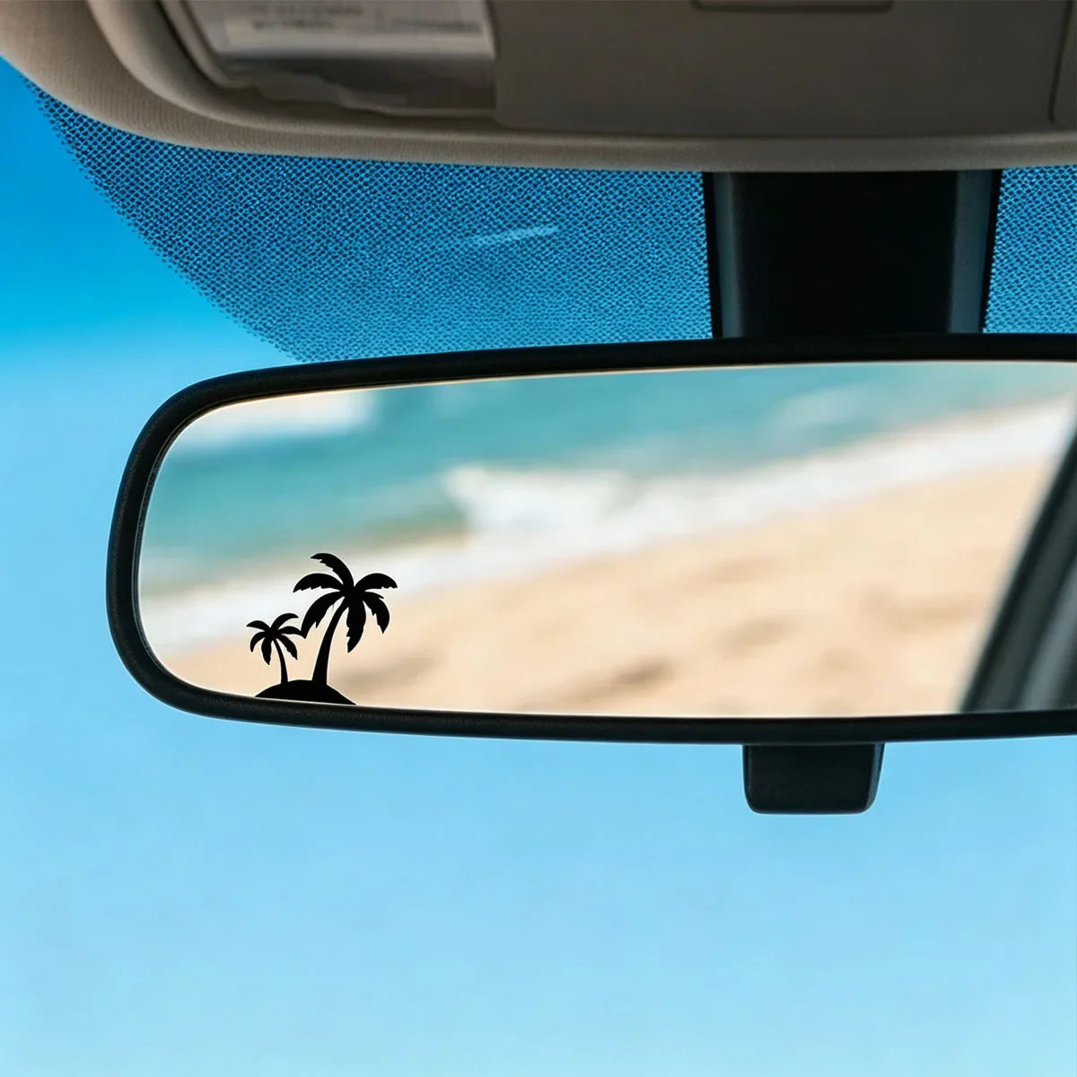 palm tree Decal Waterproof Sticker Car Rearview Mirror Windshield Side Window Sun Visor Ocean Beach